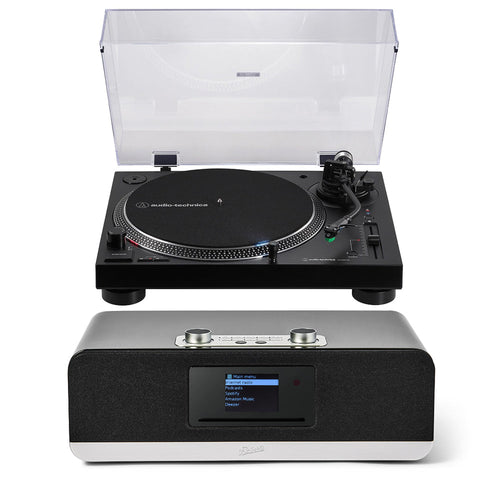 Audio Technica AT-LP120XBTUSB Bluetooth USB Direct Drive Turntable with Roberts Stream 67L All In One Smart Music System Black