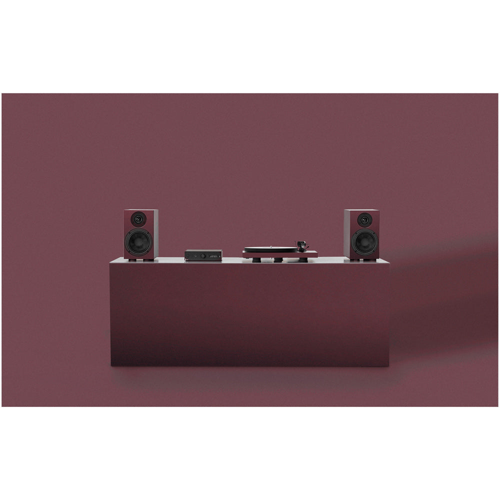 Pro-Ject Colourful Audio System 2 with Debut EVO 2 Turntable MaiA S3 Amplifier and Speaker Box 5 S2 Speakers - Satin Wine Red