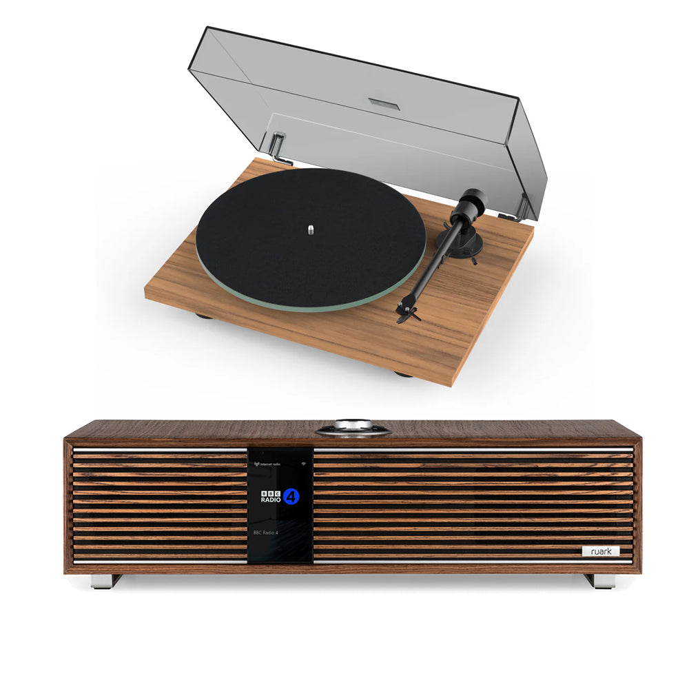 Pro-Ject T1 EVO Phono Belt-Driven Turntable and Ruark R410 Integrated Wireless Music System Walnut HiFi Package