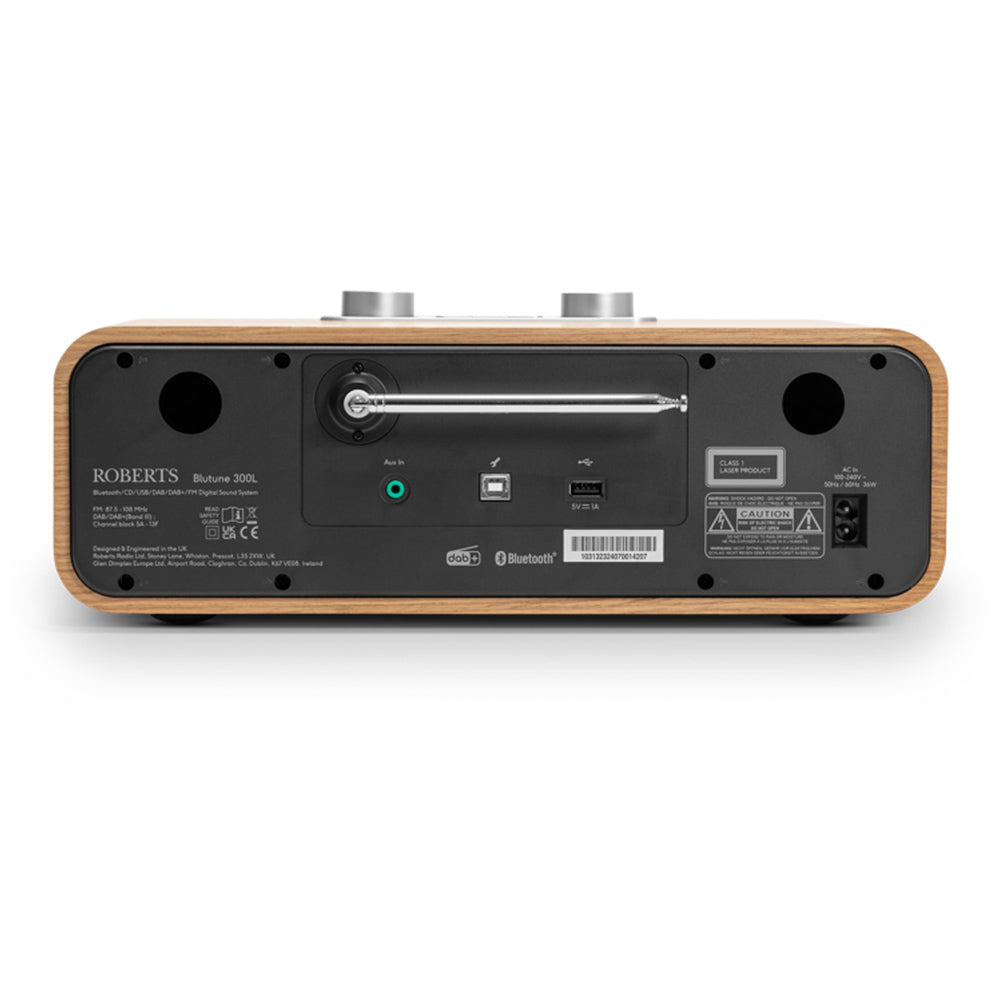 Roberts Stylus Luxe Direct Drive Turntable and Blutune 300L DAB+ BT CD USB Sound System Wood HiFi Package