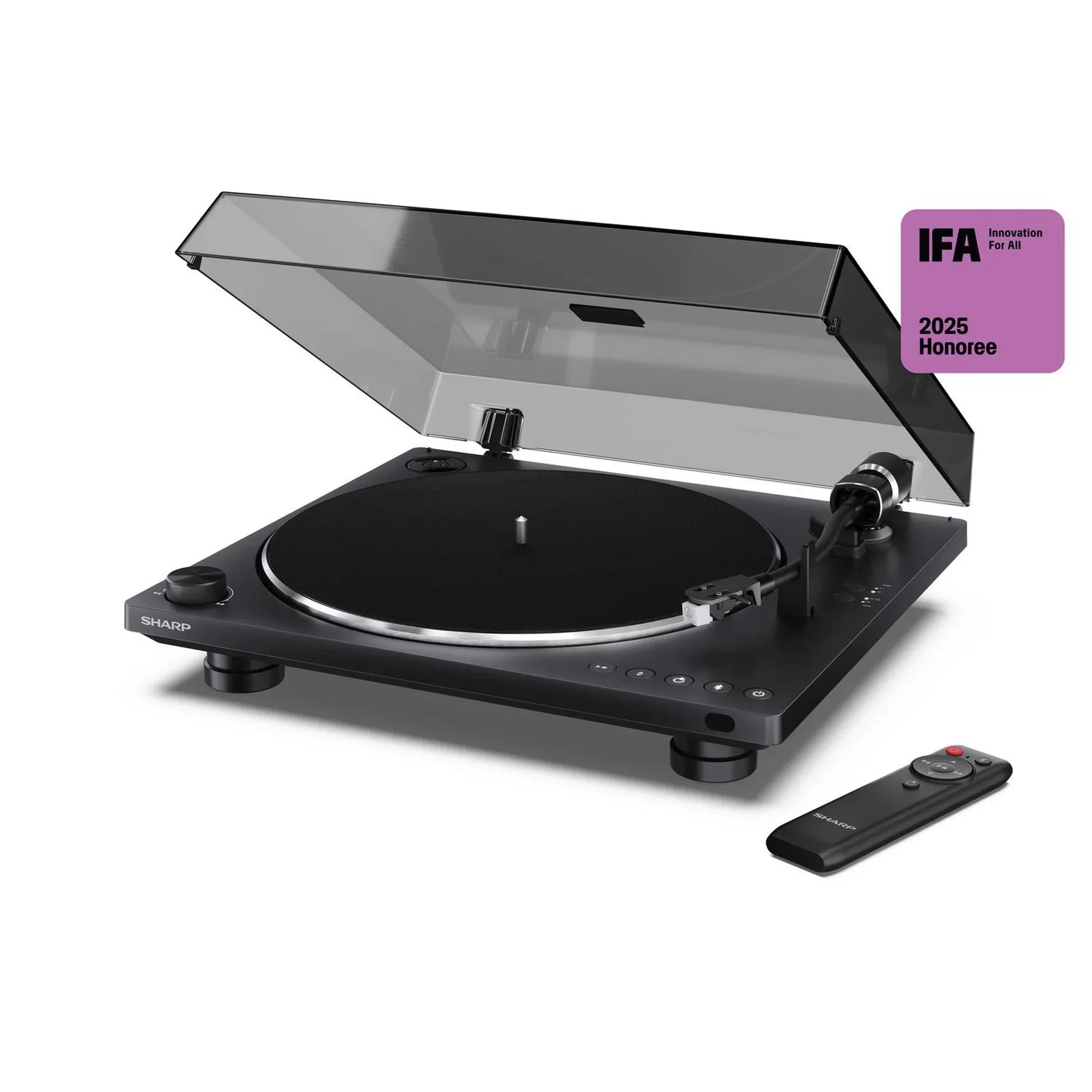 Sharp RP-TT100 Fully Automatic Belt Drive Bluetooth Turntable with Built-in Preamp Black