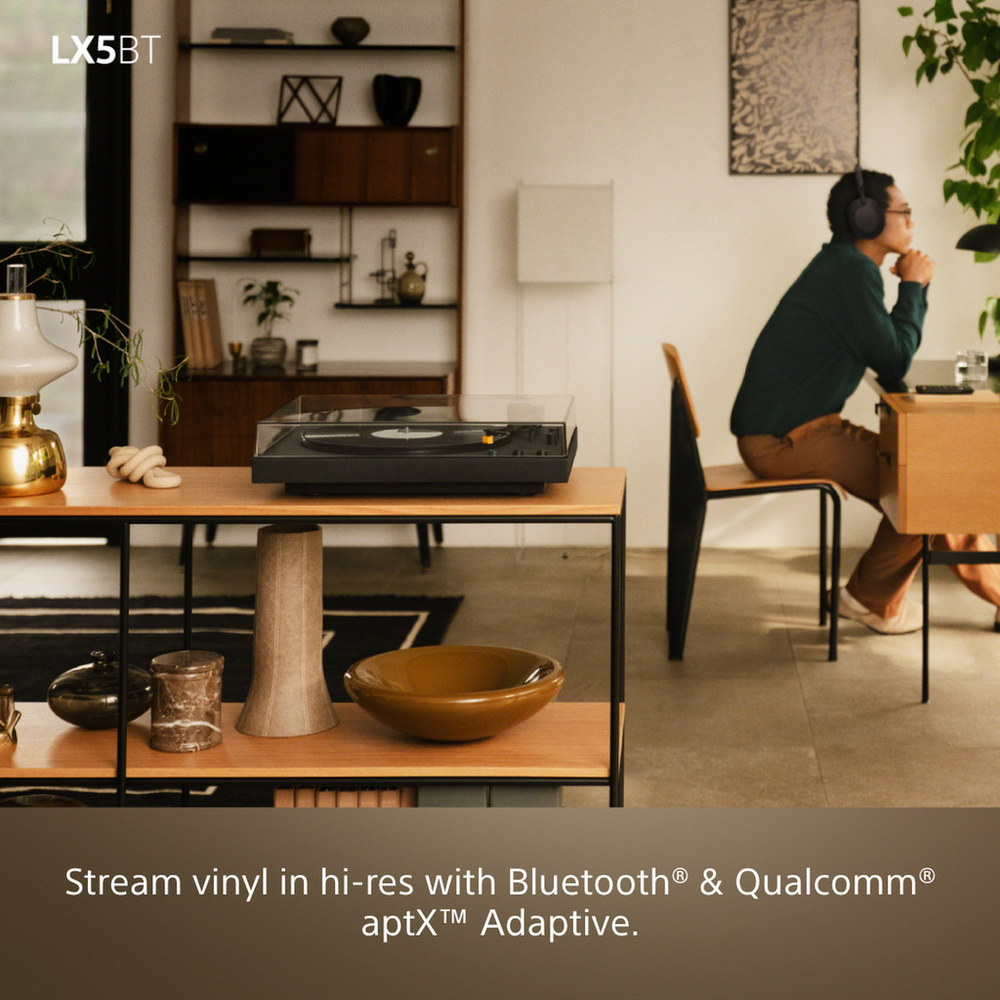 Sony PSLX5BT.CEK Fully Automatic Belt Drive Wireless Bluetooth Turntable with Auto Playback Pure Black